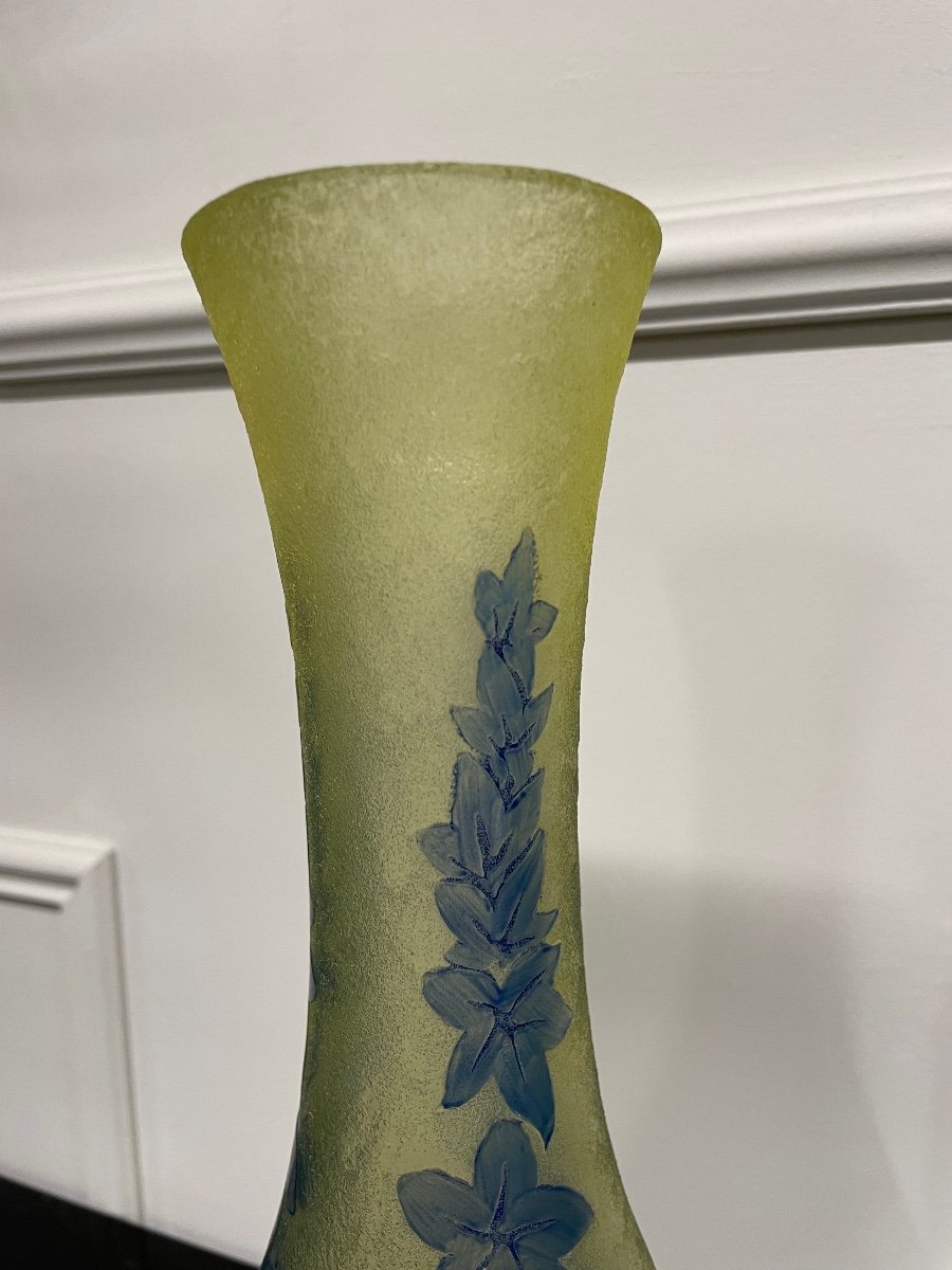 Legras - Large Art Deco Frosted Glass Vase H: 36 Cm-photo-3